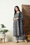 Black Printed Gher Suit Set