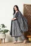 Black Printed Gher Suit Set
