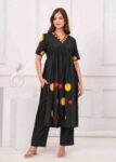 Women Regular Black Kurta with  Pant