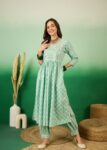Women Light Green Ethnic Motifs Printed Kurta with Salwar