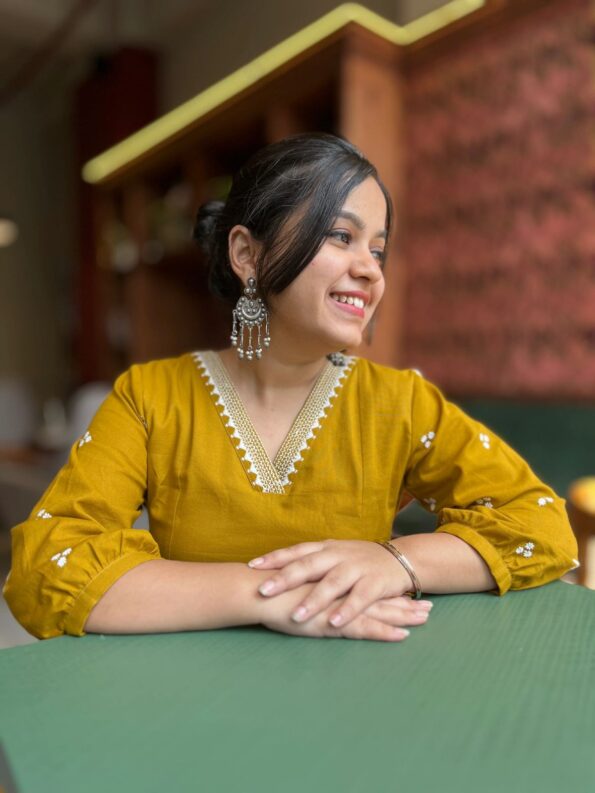 Mustard Yellow Plain Kurta Plazzo