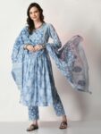 Sky Nagri Blue Rose Flower Suit Set
