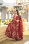 Surajmukhi Red Mohini Gher Suit Set