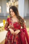 Surajmukhi Red Mohini Gher Suit Set