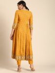 Yellow Lace Motif Anarkali Kameez