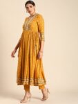 Yellow Lace Motif Anarkali Kameez