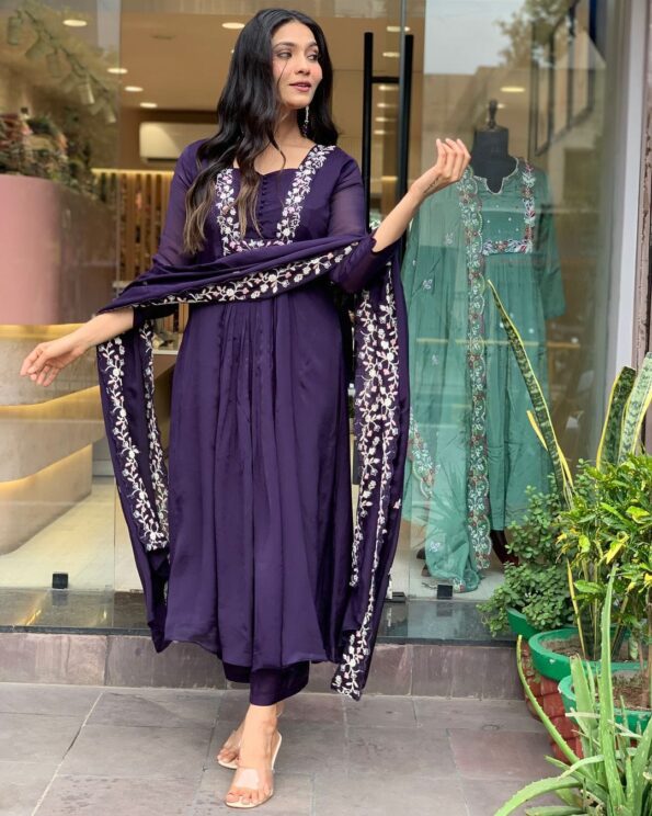 Classic Blue Embroidery Mohini  Suit Set