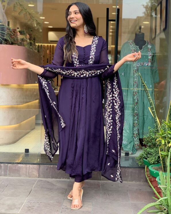 Classic Blue Embroidery Mohini  Suit Set