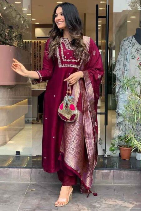 Maroon Gazi Dress