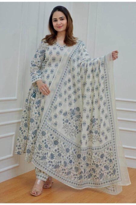 Fab Fashion Design Women Afghani Kurta Pant Dupatta Set