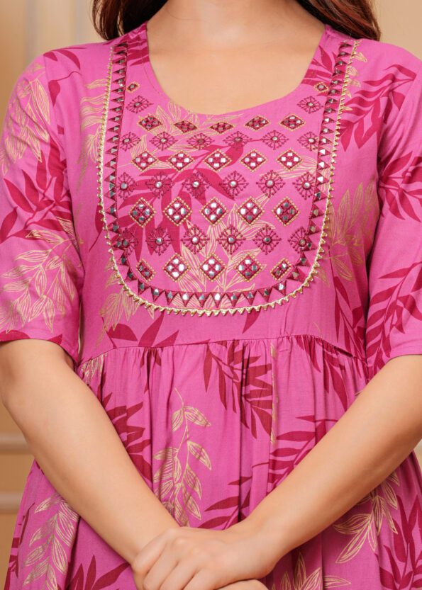 Pink Gher Printed Frock