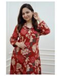 Maroon Printed  Cotton Kurta Set
