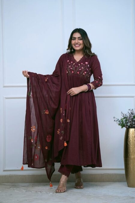 Maroon Barbie Cotton Dress
