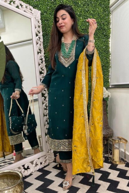 Neckline With Heavy Daman And Embroidered Dupatta
