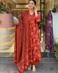 Orange Peacock Cotton Dress