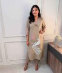 Peacock Embroidery Cotton Kurta Pant