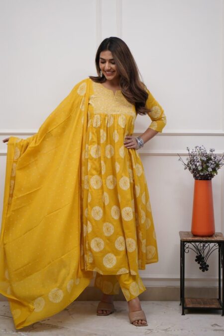 Summertime Yellow Cotton Kurti Set