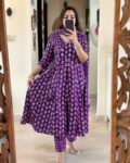 Purplish Cotton Floral Dress