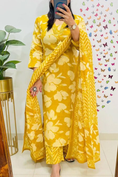 Trendy Yellow Cotton Dress