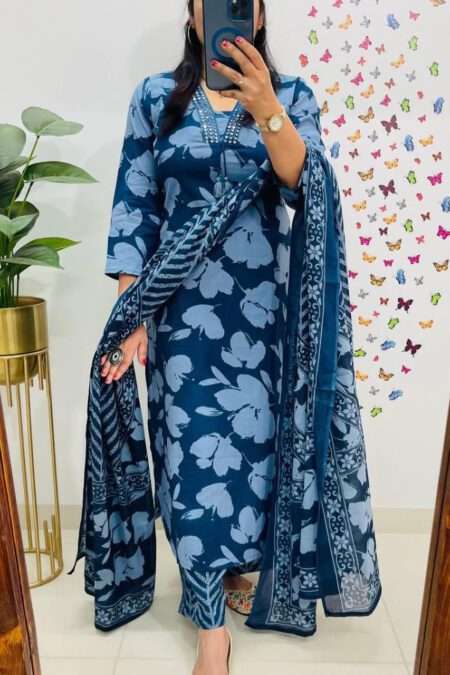 Trendy Blue Cotton Dress