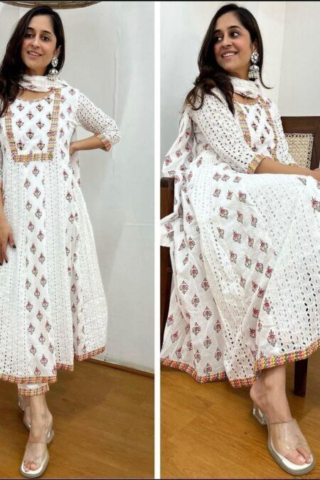 Elegant Cotton Kurti Set with Dupatta