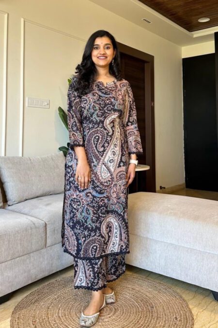 Vibrant & Pastel  Hues Black Printed Kurta Pant