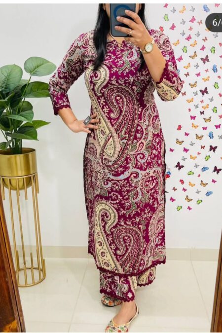 Vibrant & Pastel  Hues Maroon Printed Kurta Pant