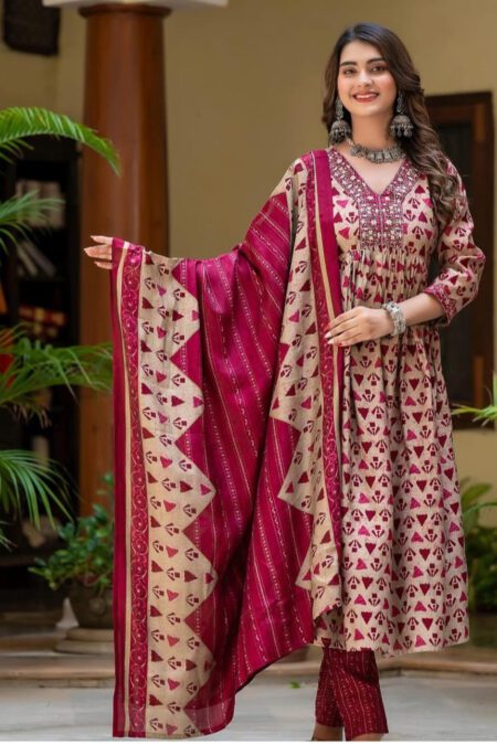Alia Pattern Kurti Pant & Dupatta