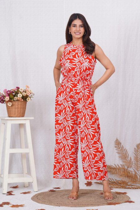 Red Printed  Flowers & Elegant Co-ord Set