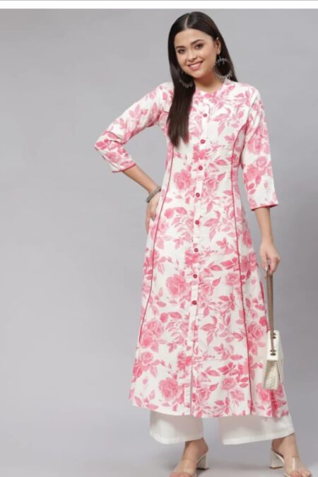 Flower Print Shirt Patten Kurta Pant