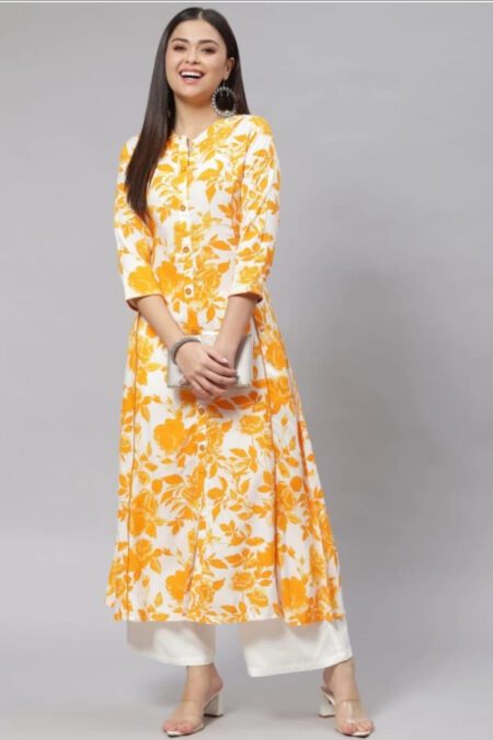 Flower Print Shirt Patten Kurta Pant