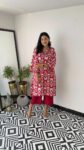 Beautiful Red Aada Sequence Work With Heavy Cotton Kurti Pant