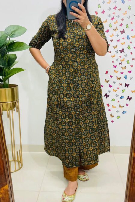 Flower Print Shirt Patten Cotton Kurta Pant