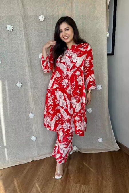 Trending leaves Printed Cotton Kurta Pant