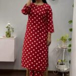 White Dot Printed Cotton Kurta Pant