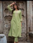 Green Cotton Kurta Pant