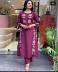 Pure Cotton Slub With Thread  Work  Kurta Pant