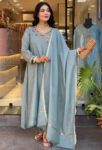 Beautiful Cotton Fabric Angrakha Kurti Pant & Dupatta Set
