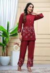 Red Cotton Full Heavy Embroidered Work