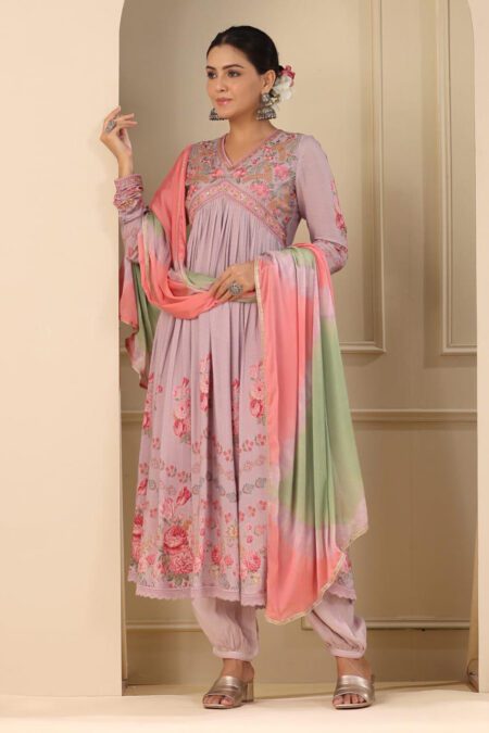 Beautiful Cotton Fabric With Flower Digital Print Kurta Pant