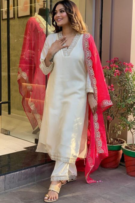 Heavy Chanderi Suit Set- womaaniya