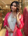 Heavy Chanderi Suit Set With Pink Lace Dupatta