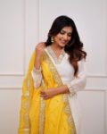 Heavy Chanderi Suit Set With Digital Print With Yellow Lace Dupatta