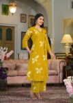 Embroidered V-Neck Border & Printed Cotton Kurta Pant
