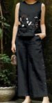 Black Cotton Full Heavy Flower Embroidered Work