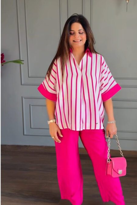 Premium Cotton Line Pattern Co-ord Set