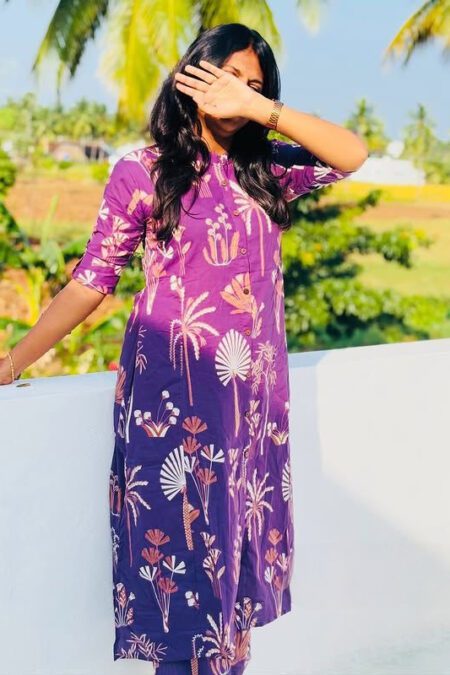 Trending leaves Printed Cotton Kurta Pant