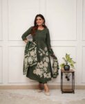 Pure Cotton kurti with self print with pant and mulmul printed dupatta