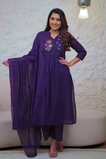 Beautiful cotton Kurti, pant and dupatta set