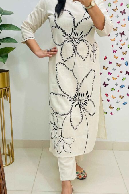 Pure fine Cotton fabric Embroidery hand work